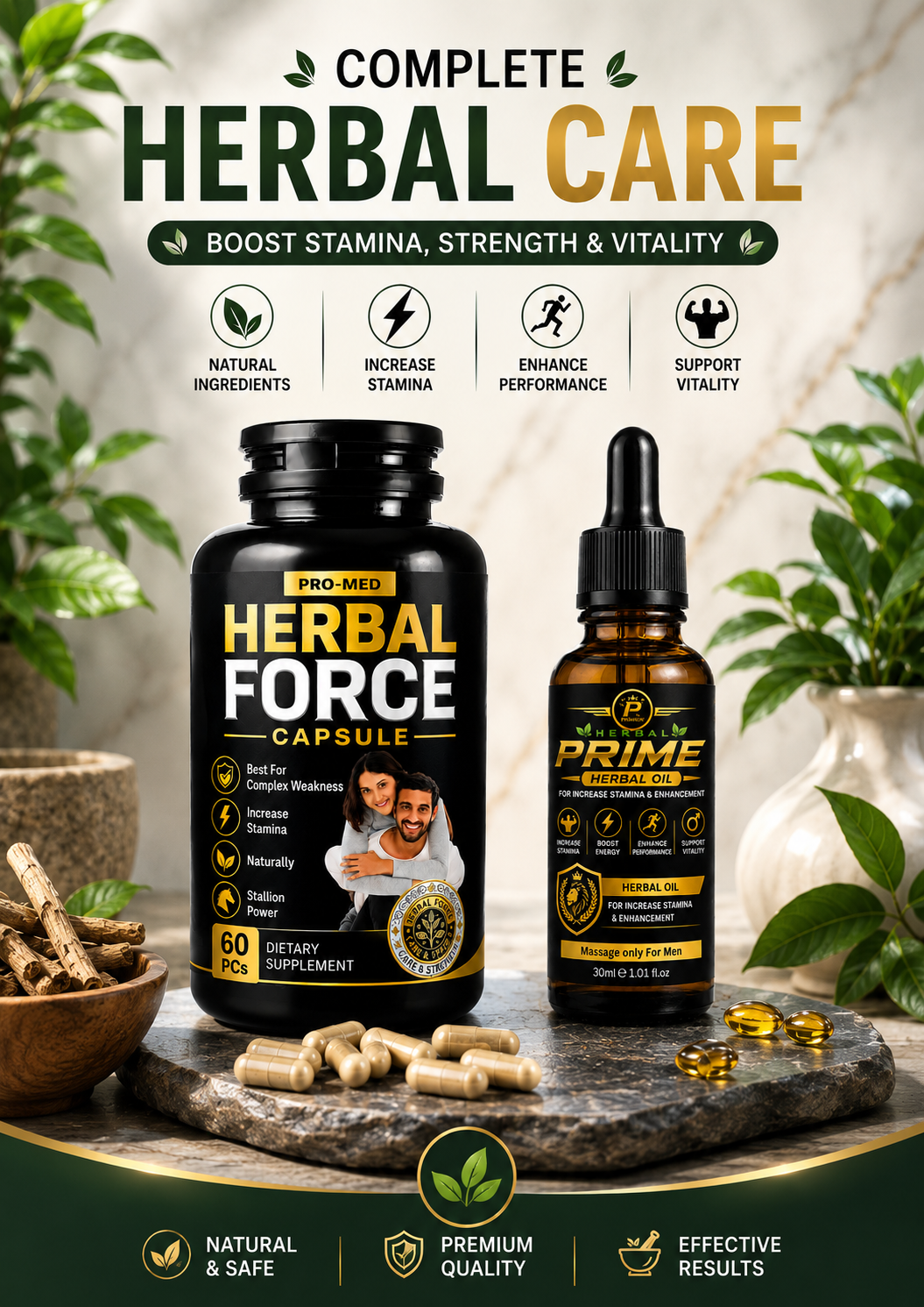 Herbal Prime Force Capsule & Herbal Prime Oil – Complete Herbal Care Combo